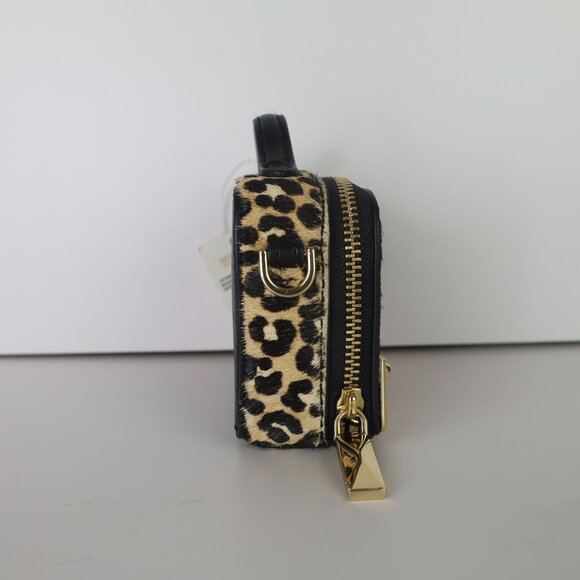Michael Michael Kors Estelle Micro Trunk Crossbody Leopard Print Tan/ Black - Picture 7 of 14